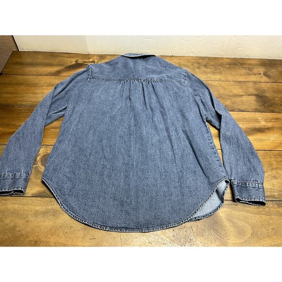 Pilcro Anthropologie Denim Shirt Size Small Pearl Snap Buttons Western Cowgirl - Picture 13 of 13